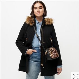 J. Crew Chateau Italian Wool Black Parka size 4